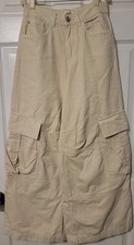 NWOT Sz 0 Garage Brand Denim Beige Cargo Pants Baggy Wide Leg Inside Drawstring