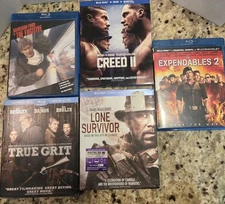 Blu-ray Lot Movies Lone Survivor, True Grit, Creed 2, Expendables 2, Fugitive