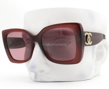 Chanel Sunglasses Crystal Bordeaux Red Gold Logo ch5555A 1819/EV w/case