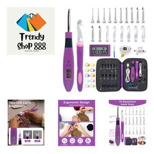 18-in-1 Light Up Crochet Hooks Set with USB Charging and Stitch Counting Feature