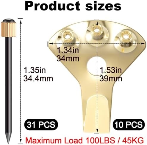 Picture Frame Hangers Hooks with Nails 10 Pack