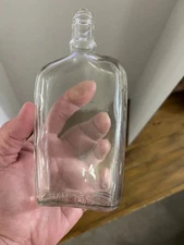 Vintage Half-Pint Glass Liquor bottle w/ Ribbed Sides - Great condition - 55 72