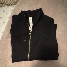 Lululemon Women's Full Zip Track Jacket w/ Zipped Pockets Black Nylon Size 6