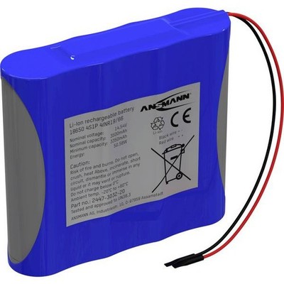 Ansmann 2447-3032-20 Battery Pack 4x 4S1P Battery Pack 4x 18650 Li-Ion Cable 14.