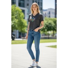 1094 Adidas WNBA Los Angeles Sparks V-Neck Tri-Blend Graphic Grey 2XL B366W