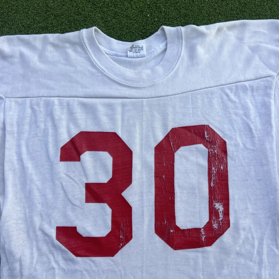 Vintage Mason Brand Athletic Jersey 60s 70s Football White Red 38-40 - Image 4 of 4