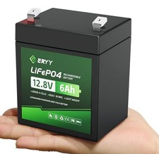 LiFePO4 Battery 12V 6Ah, 4000 Deep Cycle Mini Lithium Batteries w/ 8A BMS. NEW