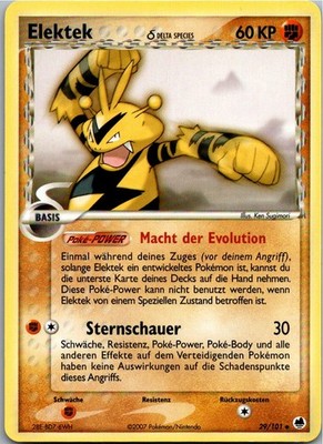Pokémon Elektek 29/101 EX Dragon Frontiers 2007 Deutsch
