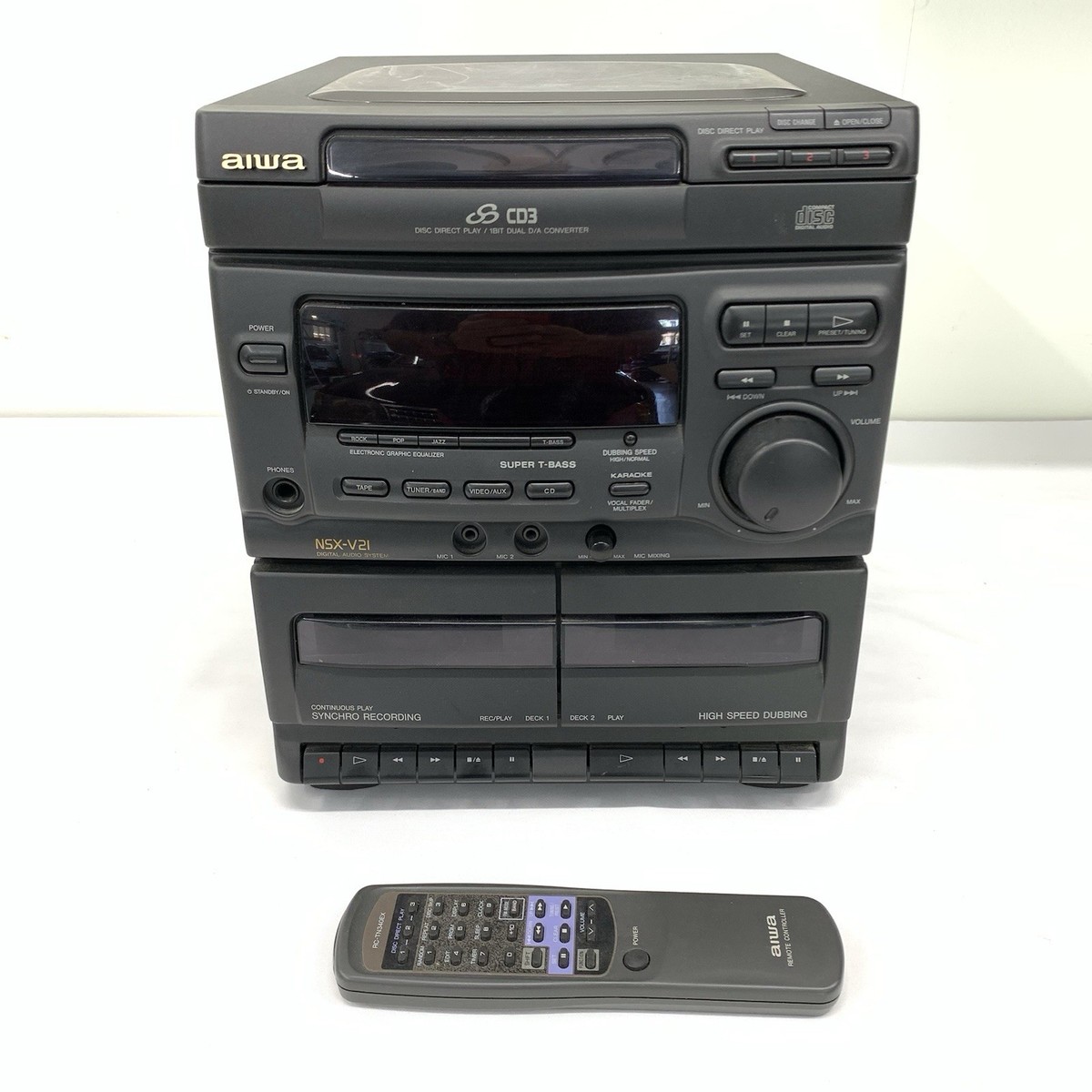 Aiwa NSX V21 CD3 Dual Cassette AM/FM Stereo System (READ) | eBay