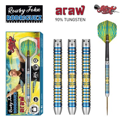 Shot Darts Rowby - John Rodriguez Araw Steel Tip Dart Set - 90% Tungsten - 21gm