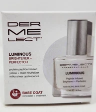 Dermelect Luminous Brightener + Perfector Base Coat .4 oz Nail Treatment NEW