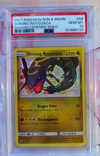 2017 POKEMON SUN & MOON SHINING LEGENDS #56 SHINING RAYQUAZA-HOLO PSA 10