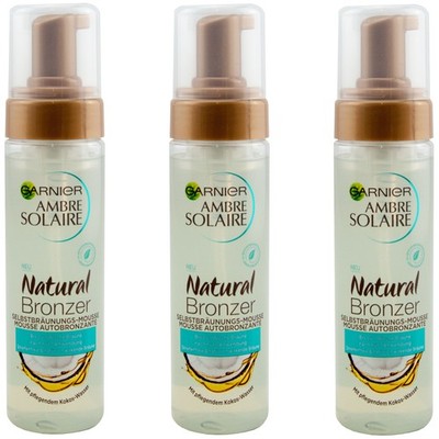 Garnier NATURAL BRONZER Selbstbräunungs Mousse 3 x 200ml - mit Kokos-Wasser