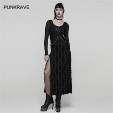 Punk Rave Women Gothic Gorgeous Party Side Split Hollow Out Long Dresses