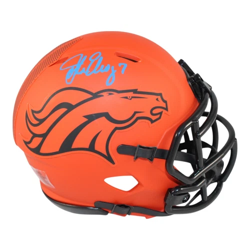 John Elway Autographed Denver Broncos Rave Mini Helmet Beckett 50992
