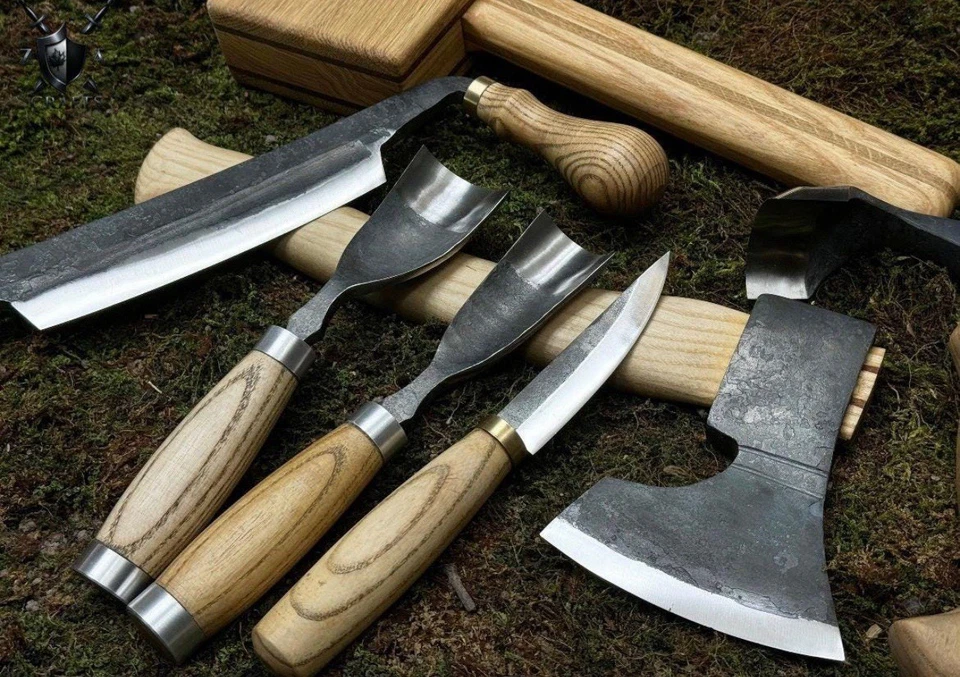 Juego completo de herramientas para tallar madera hechas a mano | Cuchara herramientas para tallar Foto 2 de 3