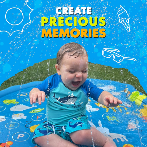 3-in-1 Splash Pad Sprinkler & Baby Pool – 60" ABC Outdoor Water Toy for Kids - Picture 7 of 12