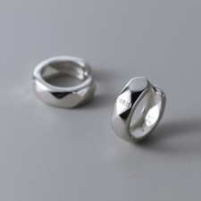 925 Sterling Silver Sparkling 10mm Huggie Hoop Ladies Earrings