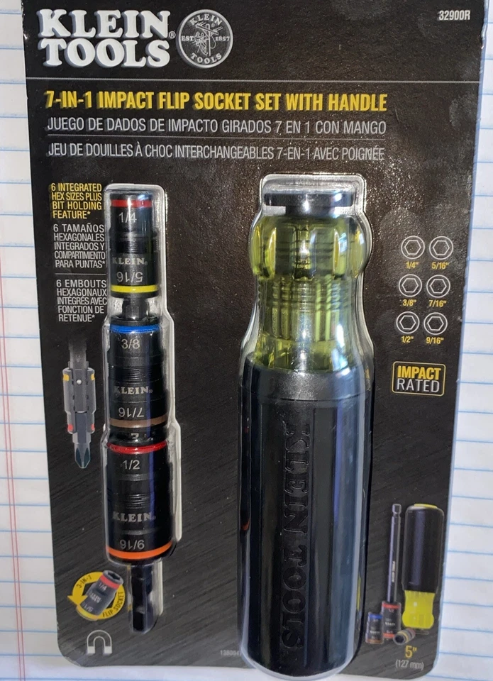 Klein Tools 32910 7-in-1 Impact Rated Flip Socket Set with Handle - Image 2 of 4