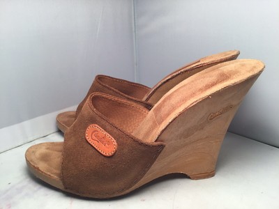RARE Vintage 1980's Candies Logo Sandals Wedge High Heels Slides Sexy Suede 7 | eBay