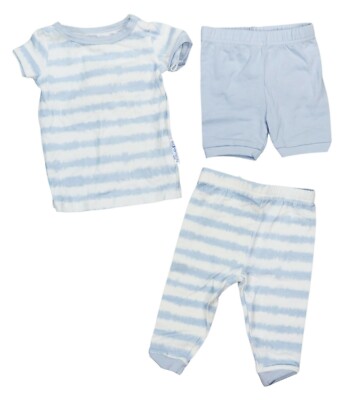 Max & Olivia 3-Piece Baby Boys 12M Top, Pants & Shorts Outfit Set NWT Blue/White