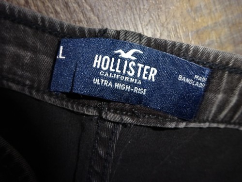 Hollister Pant denim black ~ women size LARGE jegging flare 2 pocket - Picture 5 of 9