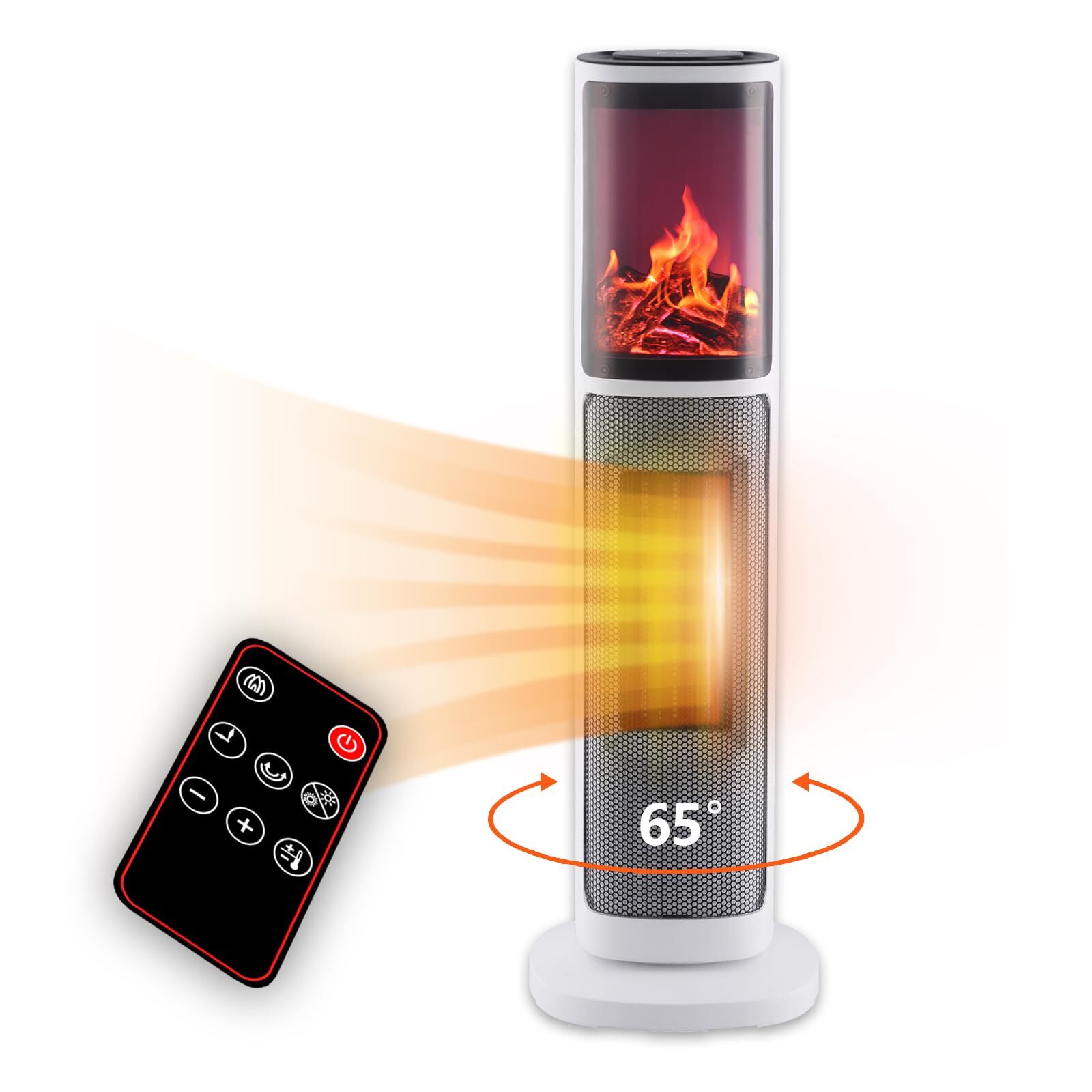 Tower Heater for Indoor Use, 750/1500W Ceramic Space Heater with Thermostat&O...