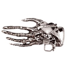 Hand and Skull Belt Buckle Western Cowboy Cowgirl Motorcyclist Pirate HND4M 