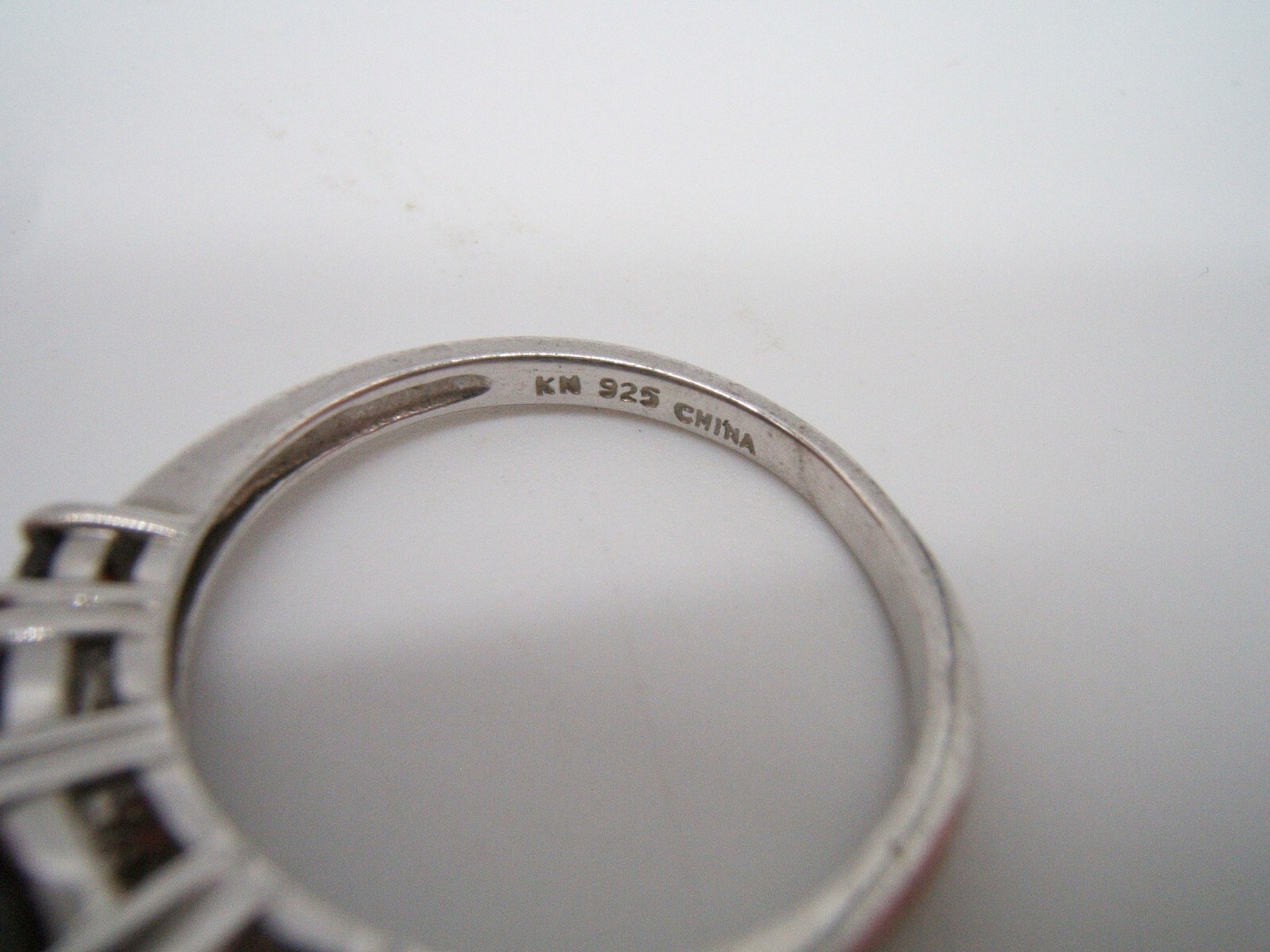 STERLING SILVER RING SIGNED KN RUBY CZ’S - image 5