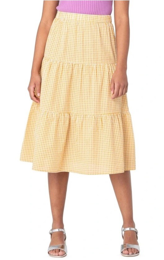 Princess Highway Tallulah Tiered Skirt Yellow Organic Cotton Boho Praire 12 M L 