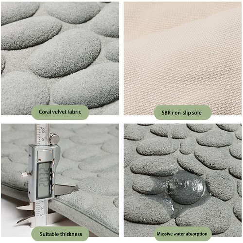 Cobblestone Embossed Bathroom Mat Water Absorbing Non-Slip Bathroom Accessories - Picture 11 of 13