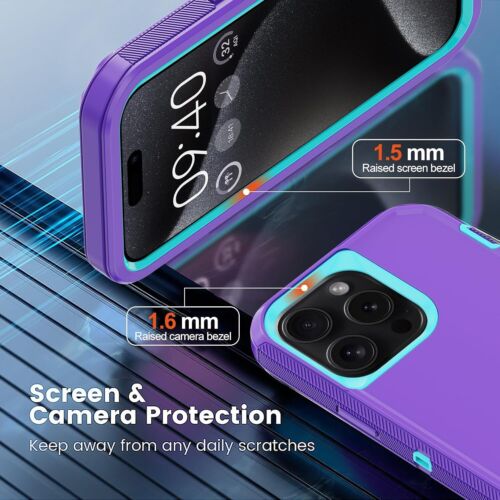 For iPhone 16 15 14 Plus 13 12 Pro Max Shockproof Heavy Duty Case + Belt Clip - Picture 7 of 14