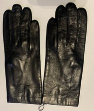 Vintage Leather Womens Gloves, Made In Poland, Size 6 1/2, Black