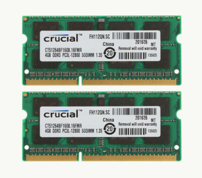 Crucial 8GB 2x4GB 2Rx8 PC3L-12800S DDR3 1600Mhz Memory