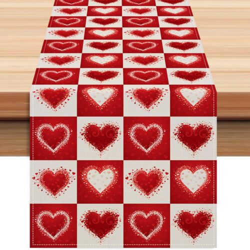 Valentines Table Runner - Red Love Table Runner Seasonal Kitchen Dining Tabl...
