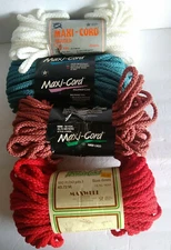 Macrame Cord Vintage (4) Skeins Maxi-Cord & Persian Red White Blue Brown