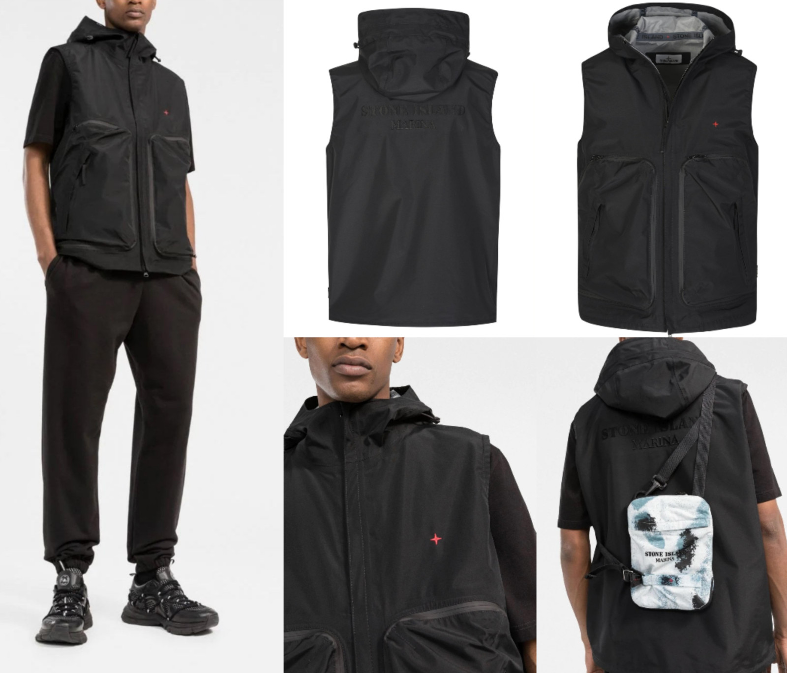 Stone Island Marina Chaleco Bolso + Chaqueta Goretex Capucha L