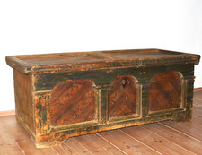 original bemalte BAUERNTRUHE Truhe mit altem Schloß, L/B/H  134/61/52 cm