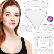 18× Face Neck Chest Anti Wrinkle Pad Reusable Silicone Skin Lift Patch Set USA