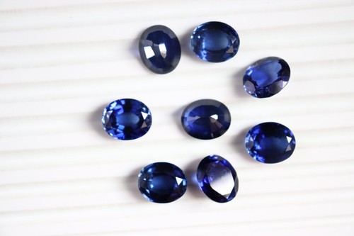 Blue Sapphire Oval Lab Created Corundum Faceted Synthetic Loose Gemstone AllSize - Picture 18 of 24