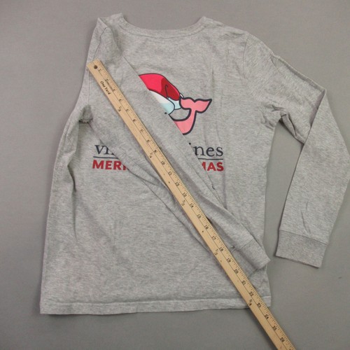 Vineyard Vines Shirt Girls Small Crew Neck Lightweight Casual Gray Christmas - Picture 8 of 9
