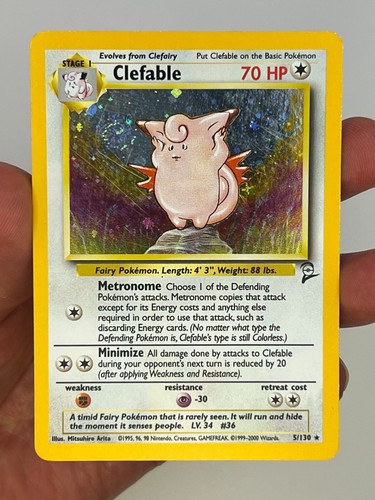 Pokemon TCG - Clefable 5/130 Holo Rare - Base Set 2 - Picture 7 of 8