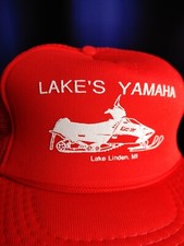 VINTAGE LAKE'S YAMAHA EXCITER TRUCKER HAT SNAPBACK SNOWMOBILING MESH CAP Red