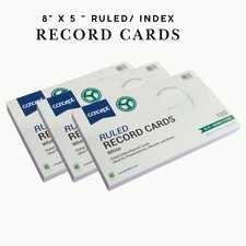 Large 8 X 5" Record Revision Ruled Index Cards Office Notes Student Exam Study