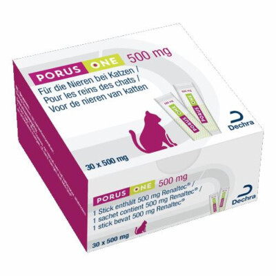 Porus One von Dechra Katze Nieren unterstützen Urämie 30x500mg