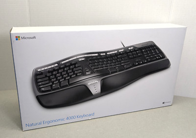 Microsoft Natural ERGONOMIC 4000 KEYBOARD black wired usb 1048   NEW SEALED
