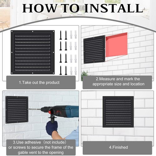 2 Pcs Aluminum Attic Vent 10" X 10" Shed Vents Gable Vents for Houses Wall Ve... - Picture 6 of 6