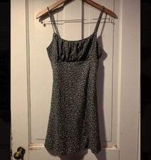 Papermoon Vintage Grey Floral Dress Mini Spaghetti Straps Size Large