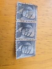 Frank Lloyd Wright 2 Cent Stamp Blue/Gray. RARE 3 Connected Set