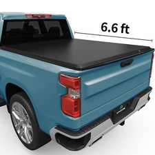 6.6ft Soft 4-fold Bed Tonneau Cover For 2007-25 Chevy Silverado Gmc Sierra 1500